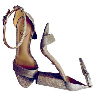 NWOT Sam Edelman Glittering Silver Ankle Strap Heels